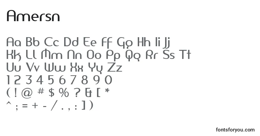 Schriftart Amersn – Alphabet, Zahlen, spezielle Symbole