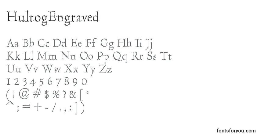 Шрифт HultogEngraved – алфавит, цифры, специальные символы