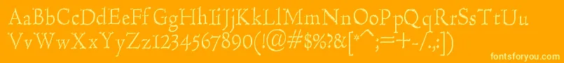 HultogEngraved-Schriftart – Gelbe Schriften auf orangefarbenem Hintergrund