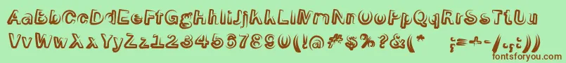 Fonte SmokeScreenoblItalic – fontes marrons em um fundo verde