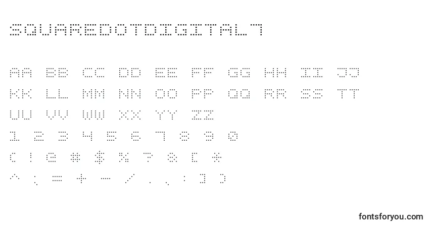 Schriftart SquareDotDigital7 – Alphabet, Zahlen, spezielle Symbole