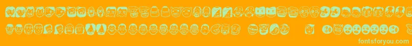 Thefreakyface2-Schriftart – Grüne Schriften auf orangefarbenem Hintergrund