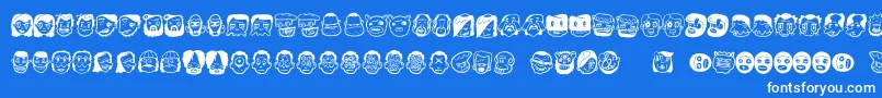 Thefreakyface2-Schriftart – Weiße Schriften auf blauem Hintergrund