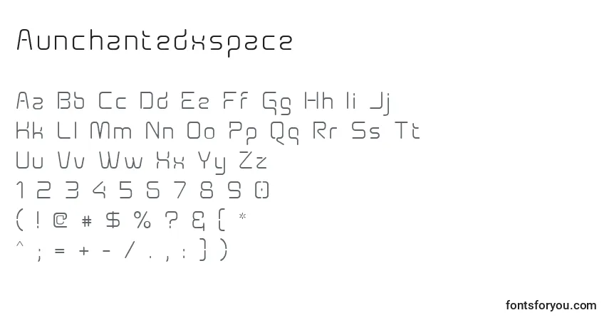 Schriftart Aunchantedxspace – Alphabet, Zahlen, spezielle Symbole