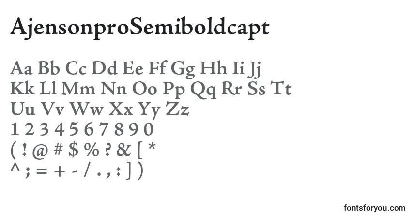 Schriftart AjensonproSemiboldcapt – Alphabet, Zahlen, spezielle Symbole