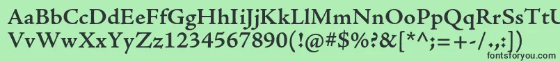 フォントAjensonproSemiboldcapt – 緑の背景に黒い文字