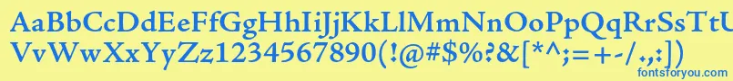 AjensonproSemiboldcapt Font – Blue Fonts on Yellow Background