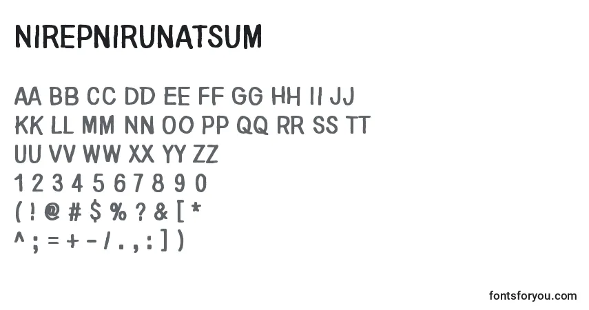Czcionka NirepnirunAtsum – alfabet, cyfry, specjalne znaki