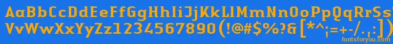 フォントLinotypeAuthenticSmallSerifMedium – オレンジ色の文字が青い背景にあります。