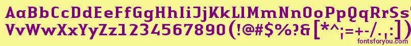 LinotypeAuthenticSmallSerifMedium Font – Purple Fonts on Yellow Background