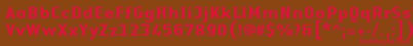 フォントLinotypeAuthenticSmallSerifMedium – 赤い文字が茶色の背景にあります。