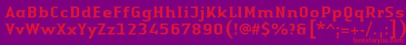 LinotypeAuthenticSmallSerifMedium Font – Red Fonts on Purple Background