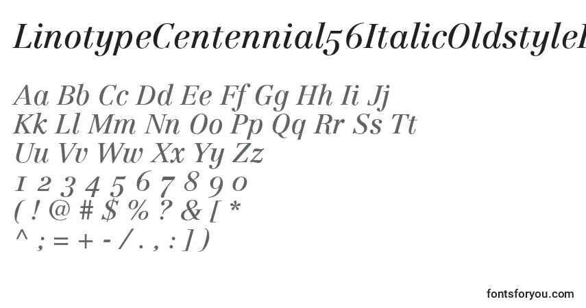 Czcionka LinotypeCentennial56ItalicOldstyleFigures – alfabet, cyfry, specjalne znaki