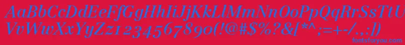 LinotypeCentennial56ItalicOldstyleFigures Font – Blue Fonts on Red Background