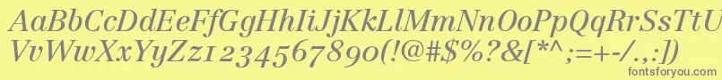 fuente LinotypeCentennial56ItalicOldstyleFigures – Fuentes Grises Sobre Fondo Amarillo