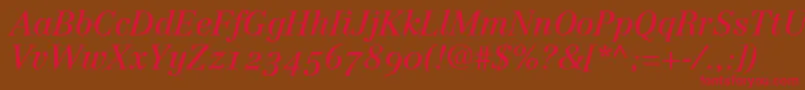 LinotypeCentennial56ItalicOldstyleFigures Font – Red Fonts on Brown Background