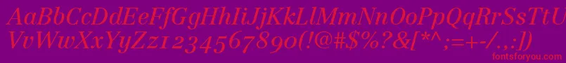 fuente LinotypeCentennial56ItalicOldstyleFigures – Fuentes Rojas Sobre Fondo Morado