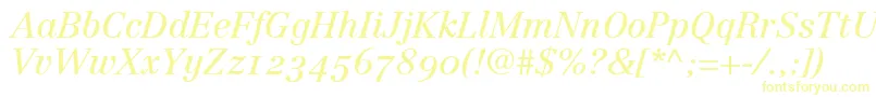 LinotypeCentennial56ItalicOldstyleFigures Font – Yellow Fonts on White Background