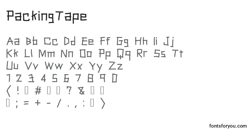 Schriftart PackingTape – Alphabet, Zahlen, spezielle Symbole