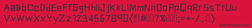 PackingTape-Schriftart – Schwarze Schriften auf rotem Hintergrund
