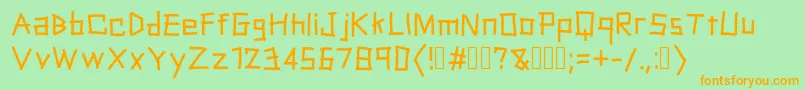 フォントPackingTape – オレンジの文字が緑の背景にあります。