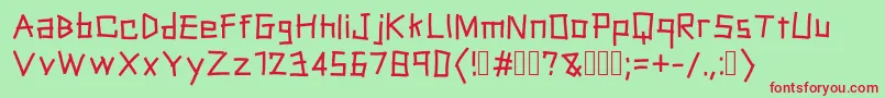 フォントPackingTape – 赤い文字の緑の背景
