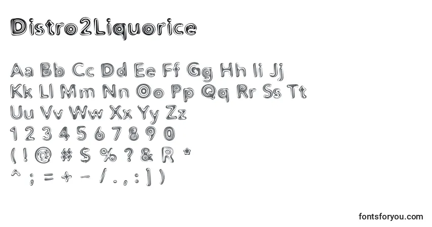 A fonte Distro2Liquorice – alfabeto, números, caracteres especiais
