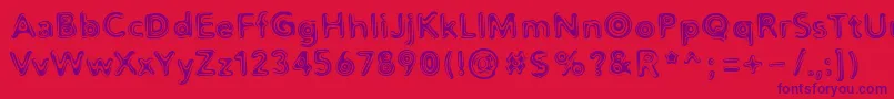 Czcionka Distro2Liquorice – fioletowe czcionki na czerwonym tle