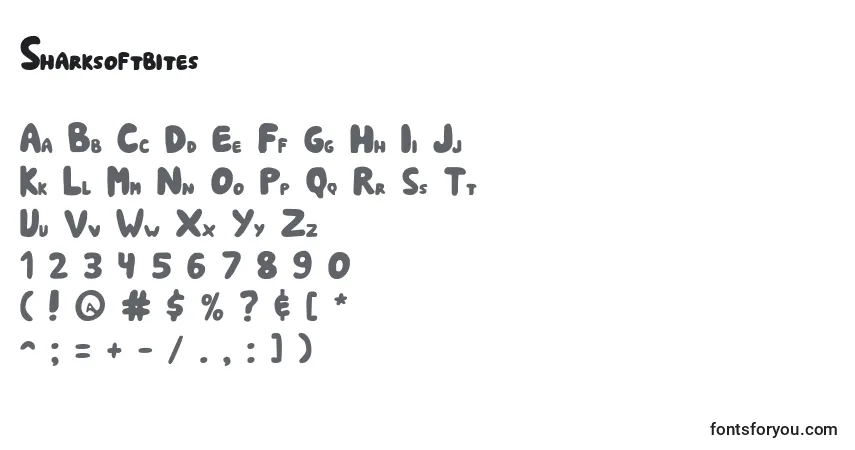 Schriftart Sharksoftbites – Alphabet, Zahlen, spezielle Symbole