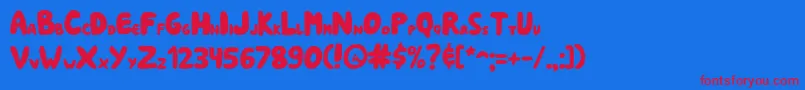 Sharksoftbites-Schriftart – Rote Schriften auf blauem Hintergrund