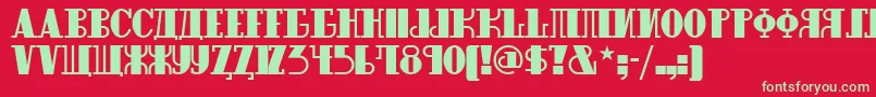 Raskalnikovnf Font – Green Fonts on Red Background