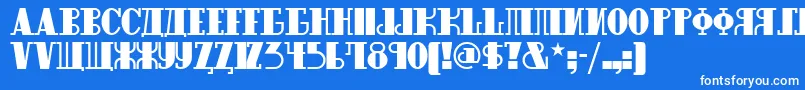 Czcionka Raskalnikovnf – białe czcionki na niebieskim tle