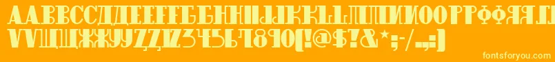 Raskalnikovnf-Schriftart – Gelbe Schriften auf orangefarbenem Hintergrund