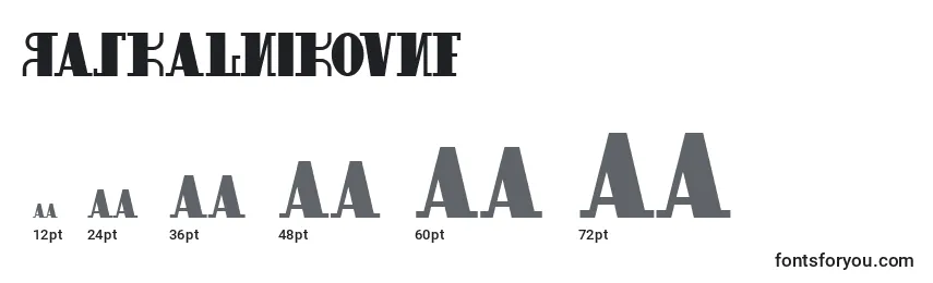 Размеры шрифта Raskalnikovnf