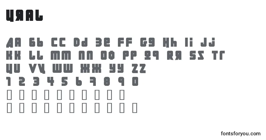 Fuente Ural - alfabeto, números, caracteres especiales