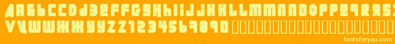 Ural-Schriftart – Gelbe Schriften auf orangefarbenem Hintergrund