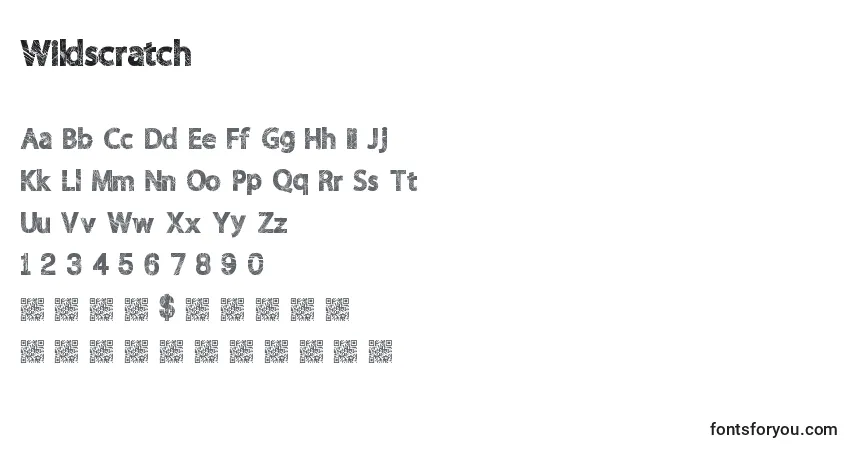 Schriftart Wildscratch – Alphabet, Zahlen, spezielle Symbole
