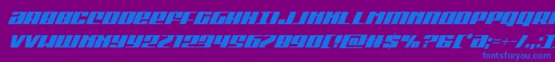 フォントMichigancondsuperital – 紫色の背景に青い文字