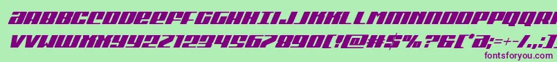 フォントMichigancondsuperital – 緑の背景に紫のフォント