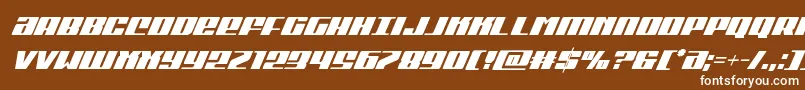 フォントMichigancondsuperital – 茶色の背景に白い文字