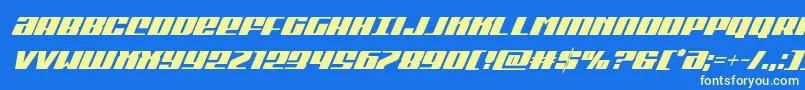Michigancondsuperital Font – Yellow Fonts on Blue Background
