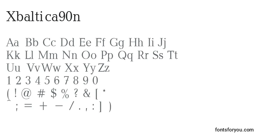 Czcionka Xbaltica90n – alfabet, cyfry, specjalne znaki