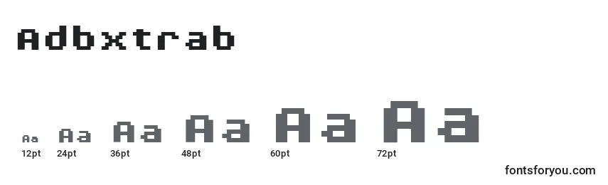 Размеры шрифта Adbxtrab