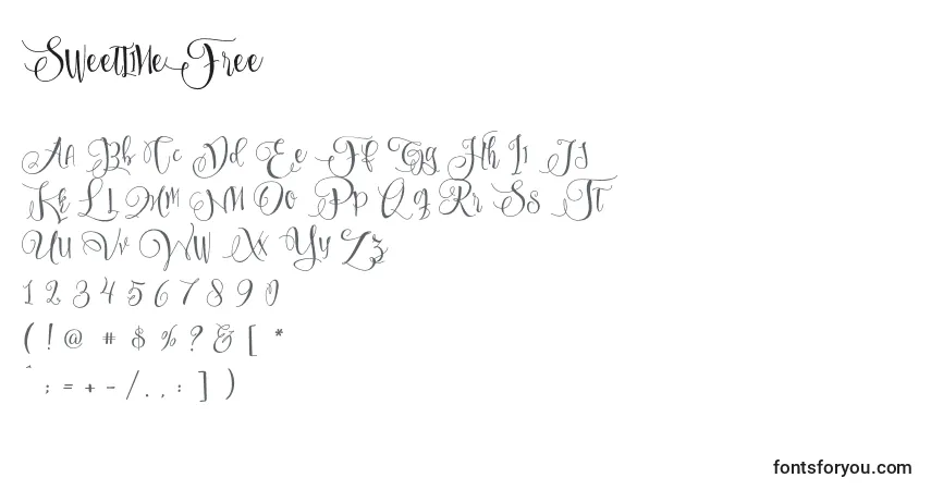 Schriftart SweetlineFree – Alphabet, Zahlen, spezielle Symbole