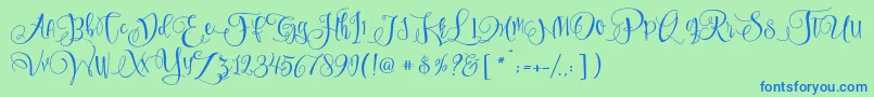 SweetlineFree-Schriftart – Blaue Schriften auf grünem Hintergrund