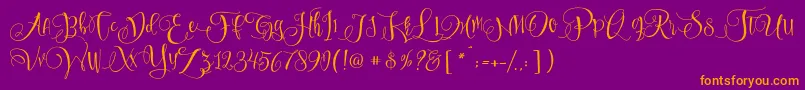 SweetlineFree-Schriftart – Orangefarbene Schriften auf violettem Hintergrund