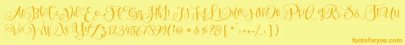 SweetlineFree-Schriftart – Orangefarbene Schriften auf gelbem Hintergrund