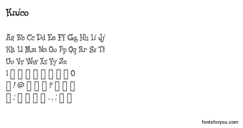 A fonte Knico – alfabeto, números, caracteres especiais
