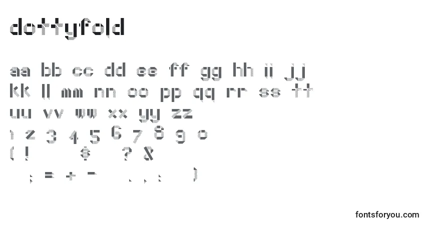 Czcionka DottyFold – alfabet, cyfry, specjalne znaki
