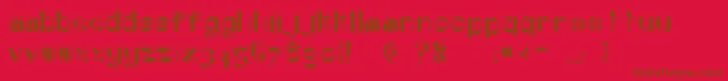 DottyFold-Schriftart – Braune Schriften auf rotem Hintergrund